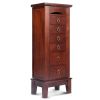 Medium Brown Wood Jewlery Armoire Storage Chest Cabinet with Mirror