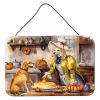 NEW Yellow Lab Fall Kitchen Pumpkins Wall or Door Hanging Prints Aluminum Metal Sign Kitchen Wall Bar Bathroom Plaque Home Decor, 8HX12W, Multicolor