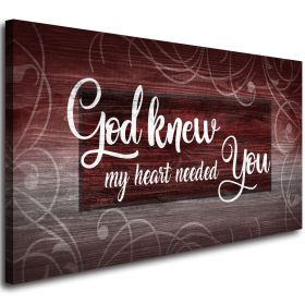 Canvas Wall Art for Living Room,God Knew My Heart Needed You Quote Painting