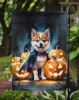 Akita Puppy Halloween Garden Flag Mailbox Flag Decorative Yard Flag Banner Outside Patio Artwork Yard Flower Beds, Garden Size, Multicolor
