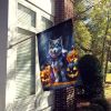 Alaskan Malamute Puppy Halloween House Flag Large Porch Sleeve Pole Decorative Outside Yard Banner Artwork Wall Hanging, Polyester, House Size