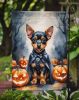 Miniature Pinscher Puppy Halloween Garden Flag Mailbox Flag Decorative Yard Flag Banner Outside Patio Artwork Yard Flower Beds, Garden Size